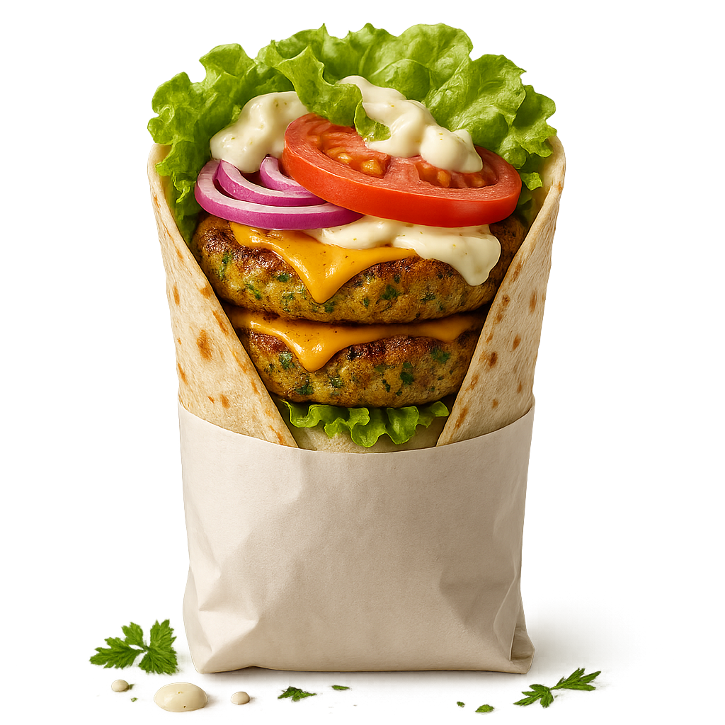 Double Patty Veg Wrap